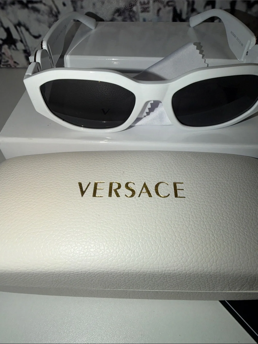 Versace White Cat-Eye Sunglasses with Gold Medusa Detail